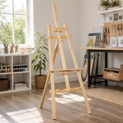 Floor Easel Pine Wood 147cm White Oak A-Frame Artist Studio Display Painting