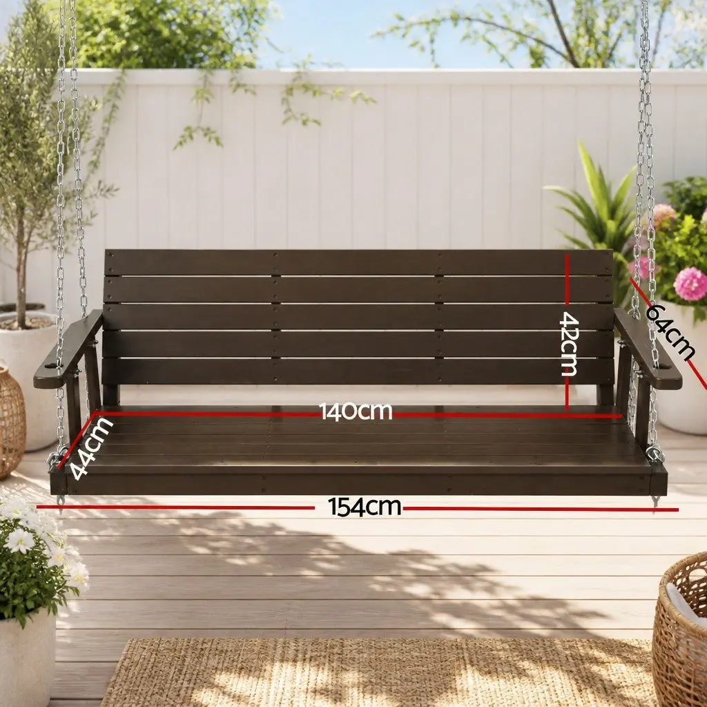 3 Seater Porch Swing Chair Outdoor Garden Furniture Hanging Wooden Bench