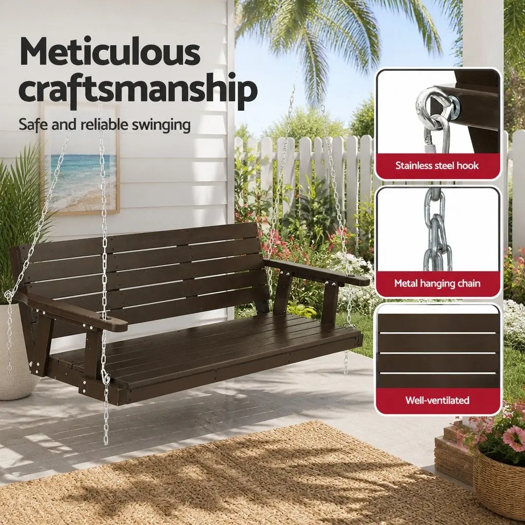 3 Seater Porch Swing Chair Outdoor Garden Furniture Hanging Wooden Bench