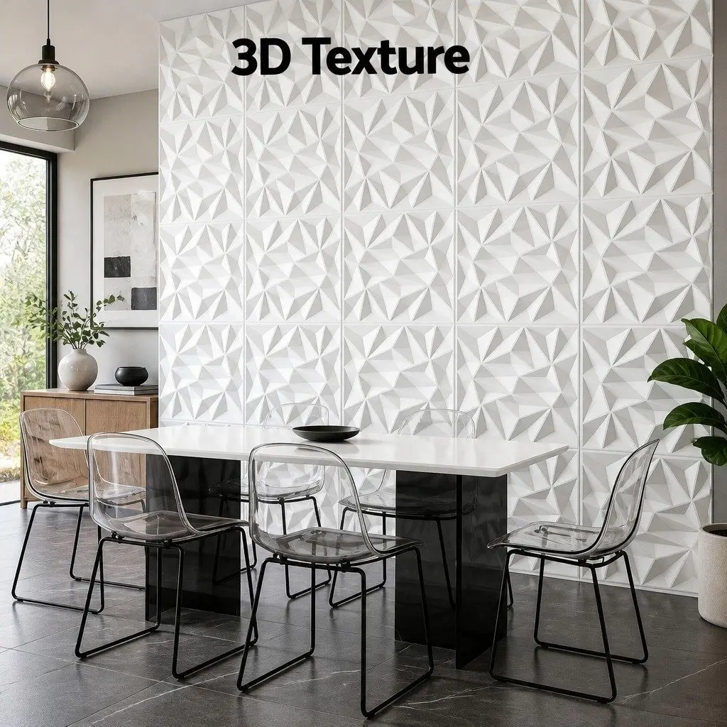 3D Wall Panels Diamond Pattern Decorative PVC Feature Wall 50x50cm White Set 15