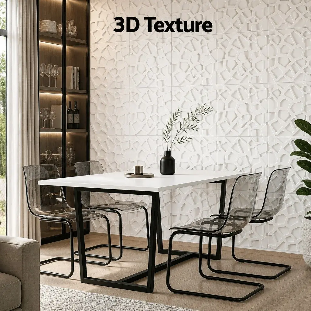 PVC Decorative Wall Panels 3D Feature for Home Decor 50x50cm White Set of 15