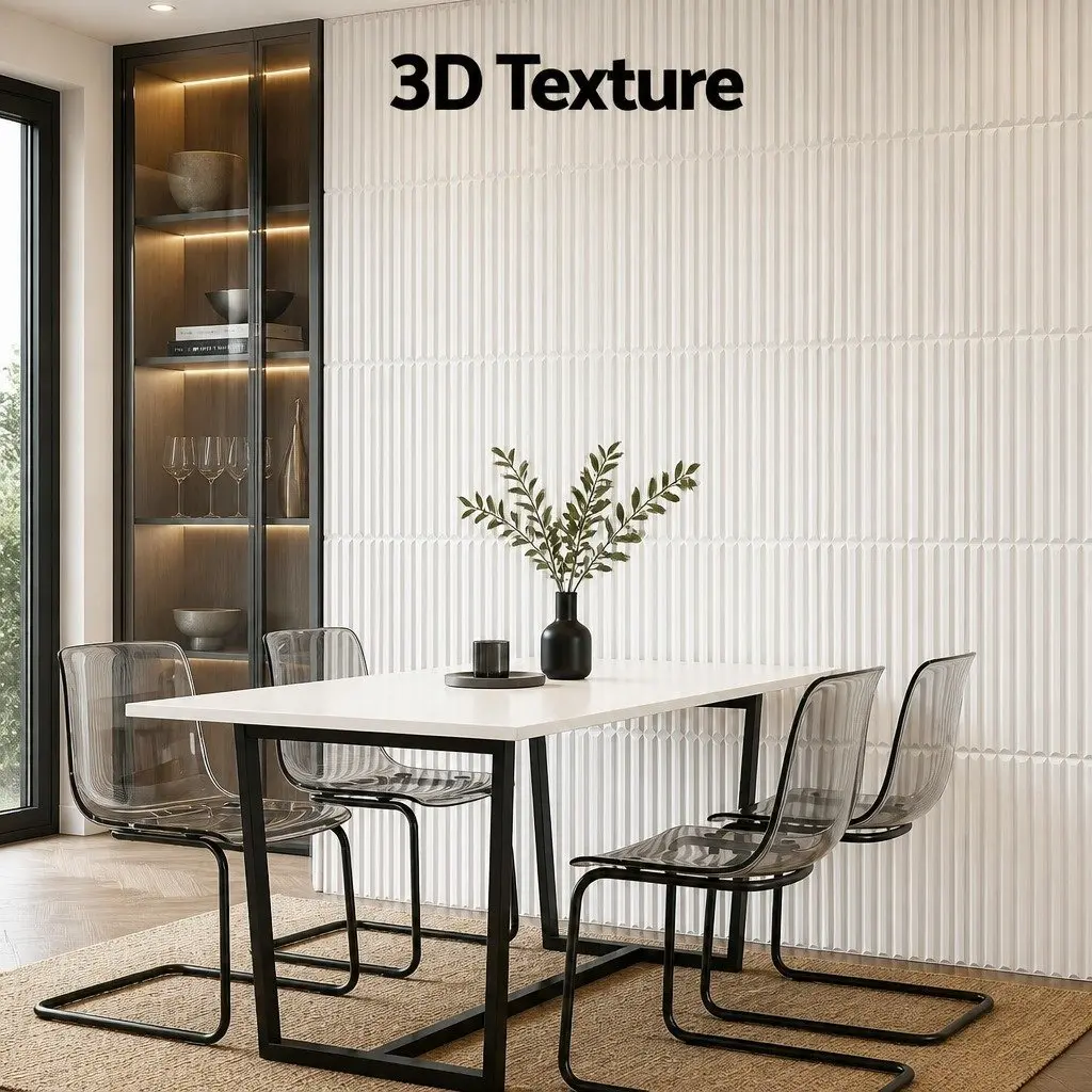PVC Decorative 3D Wall Panels Set 15 Pieces White 50x50cm Vertical Feature