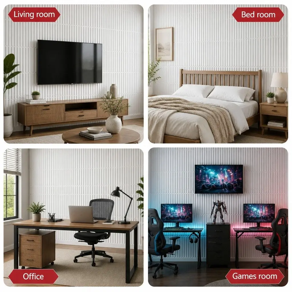 PVC Decorative 3D Wall Panels Set 15 Pieces White 50x50cm Vertical Feature