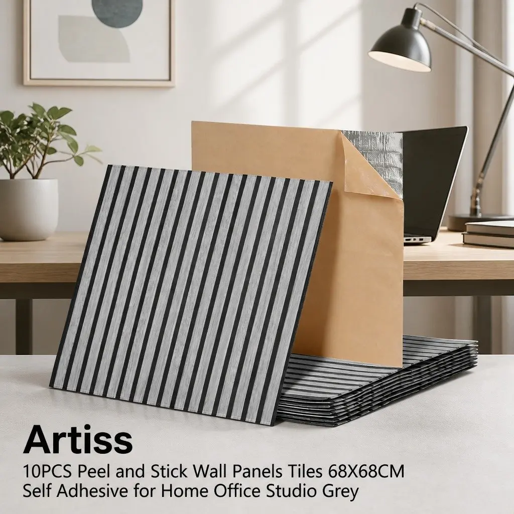Peel and Stick Wall Panels Decorative 68x68cm Grey 10 Piece