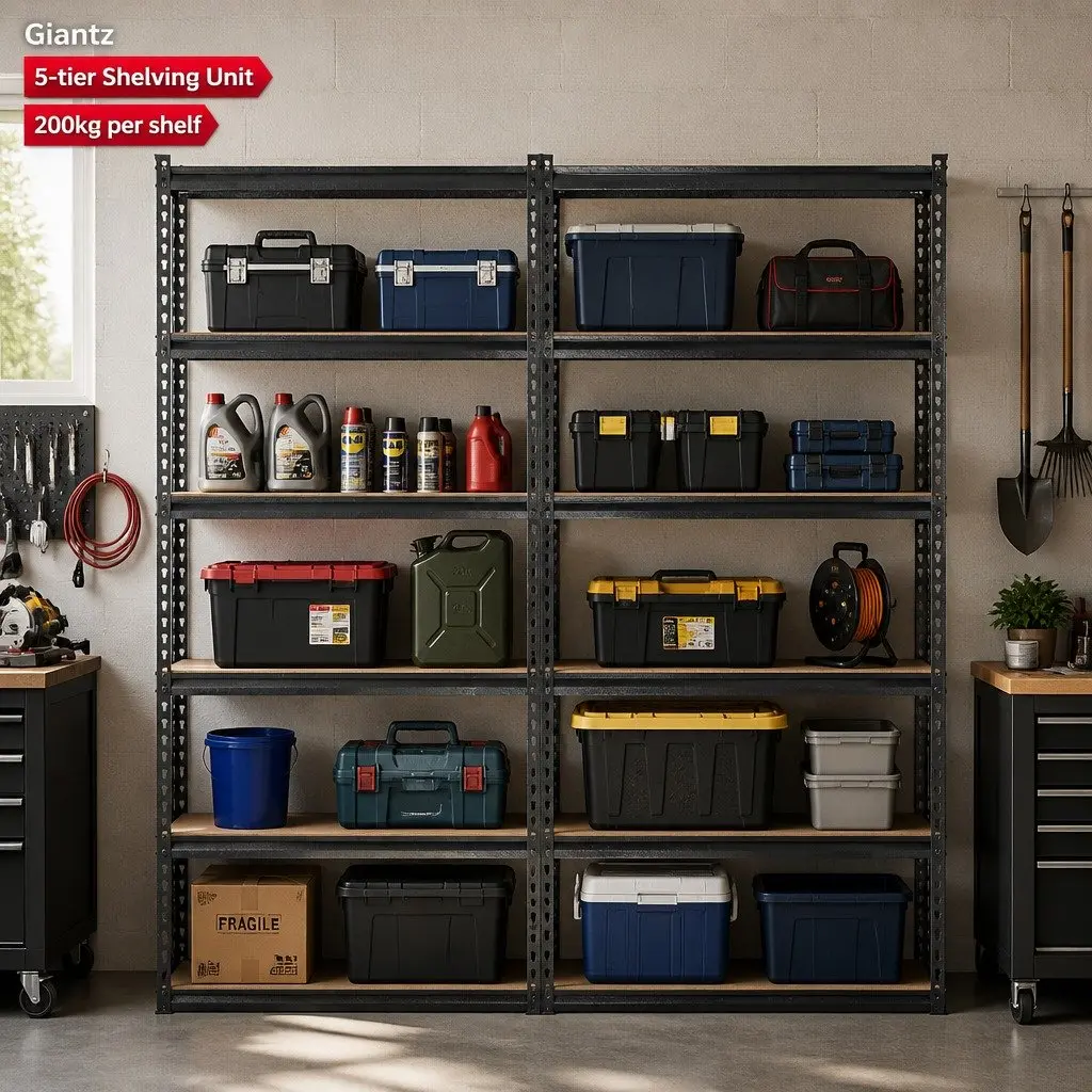 Heavy Duty 5-Tier Garage Shelving Unit Storage Rack 90x40x180cm Matte Charcoal