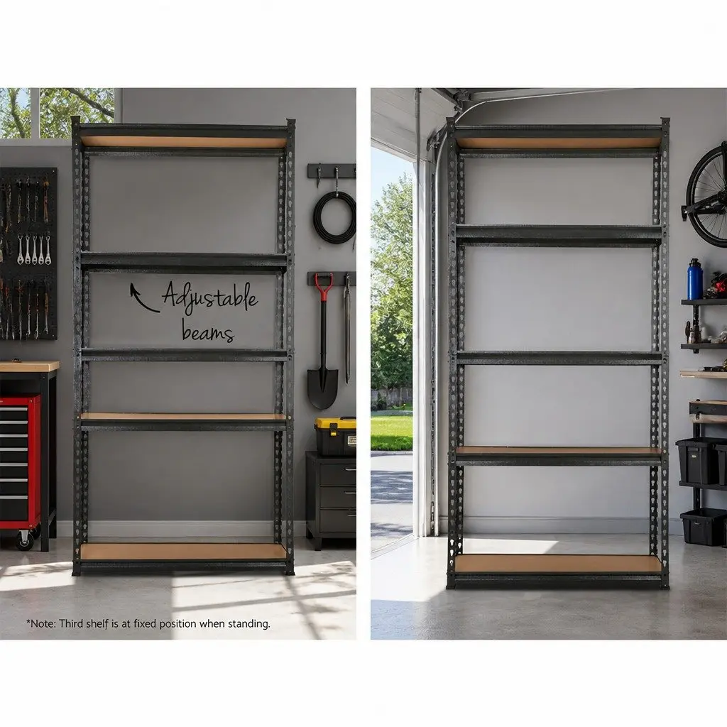 Heavy Duty 5-Tier Garage Shelving Unit Storage Rack 90x40x180cm Matte Charcoal