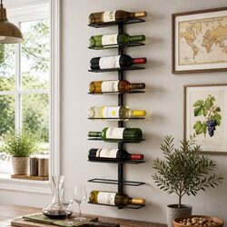 Reliable Wall Mounted Wine Rack: Space-Efficient for 9 Bottles