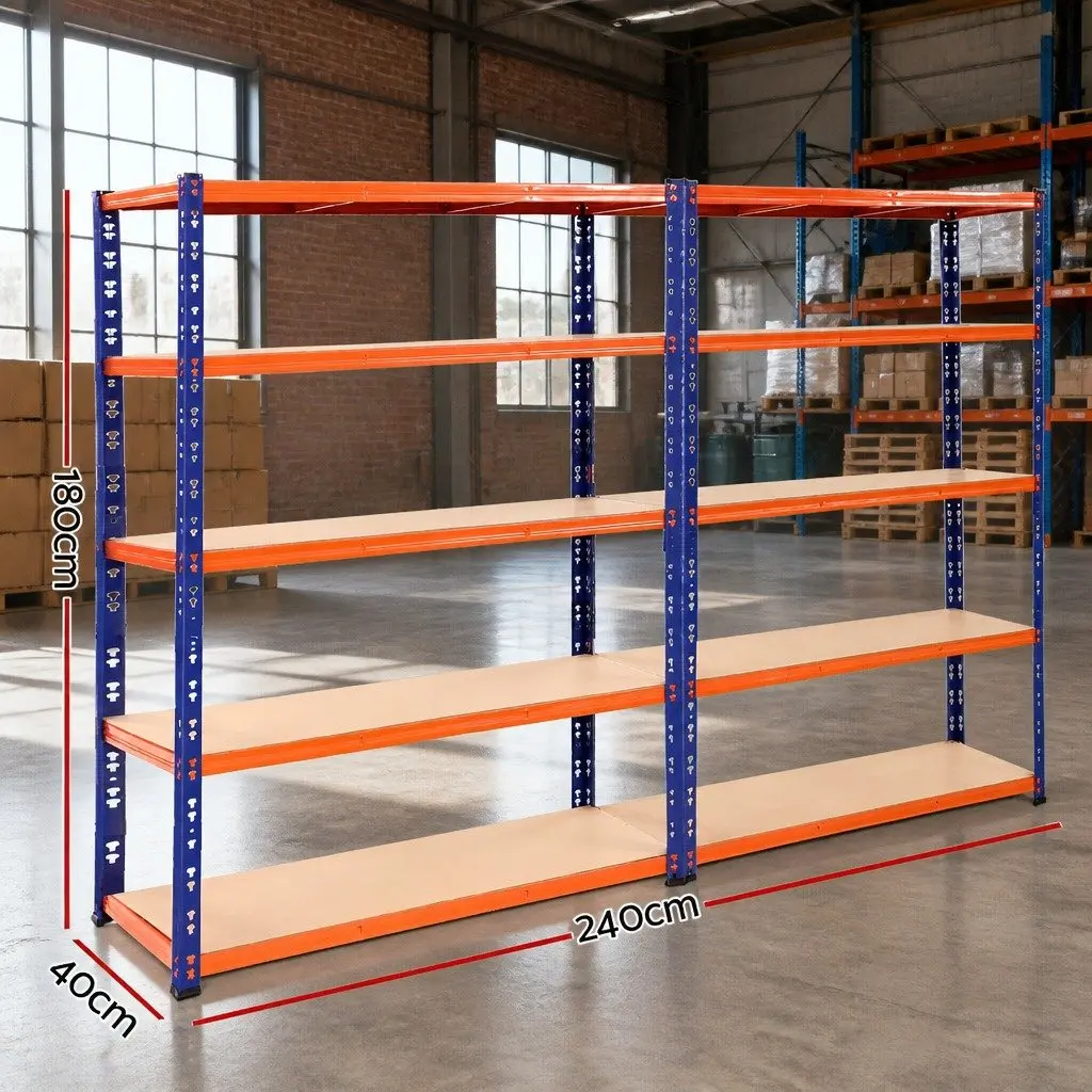 Garage Storage Rack Shelving Unit Heavy-Duty Industrial Steel 2.4m Adjustable Matt Black