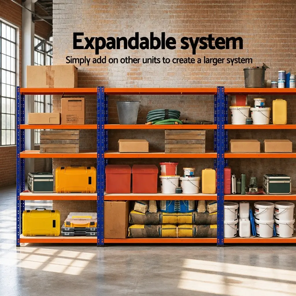 Garage Storage Rack Shelving Unit Heavy-Duty Industrial Steel 2.4m Adjustable Matt Black