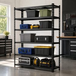 4 x 1.8M Heavy-Duty Steel Garage Shelving Warehouse Storage Rack Black 5-Tier