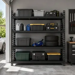 Garage Storage Shelving Unit 4 Tier Warehouse Pallet Racking Shelves Black Metal