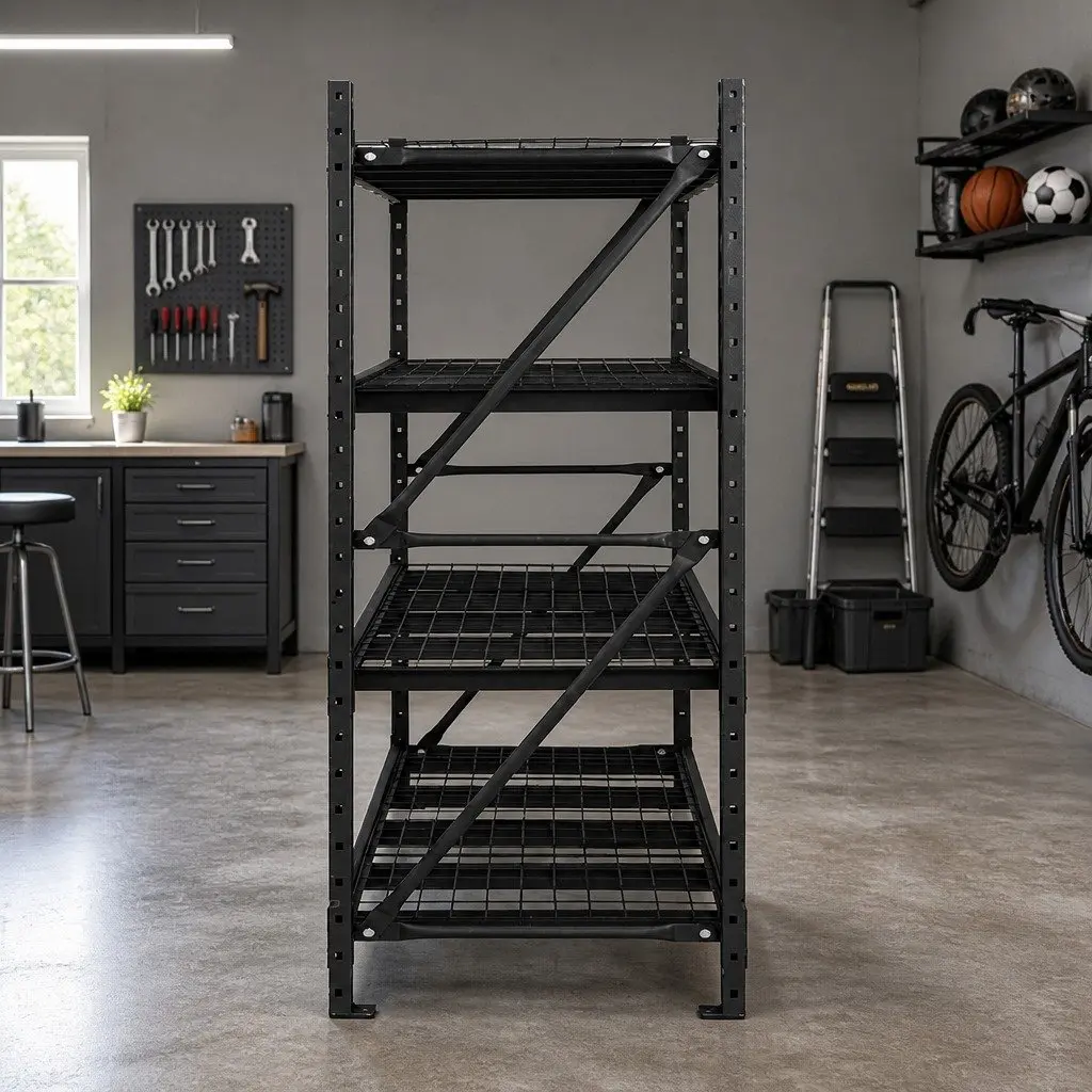 Black Garage Shelving Unit with High Capacity 2M x 2M