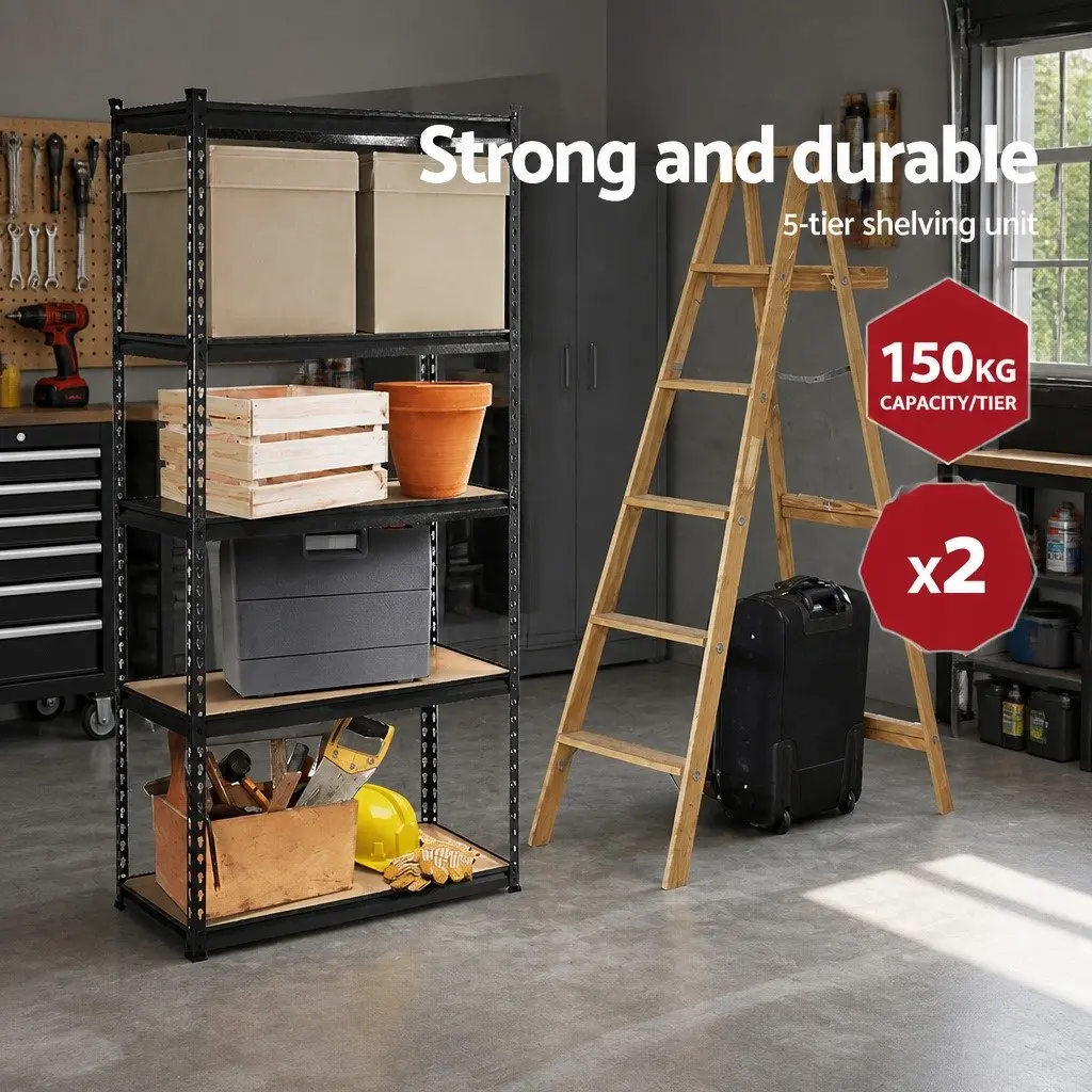 Storage Shelf Rack Adjustable 2x1.5M Heavy-duty Garage Warehouse Black
