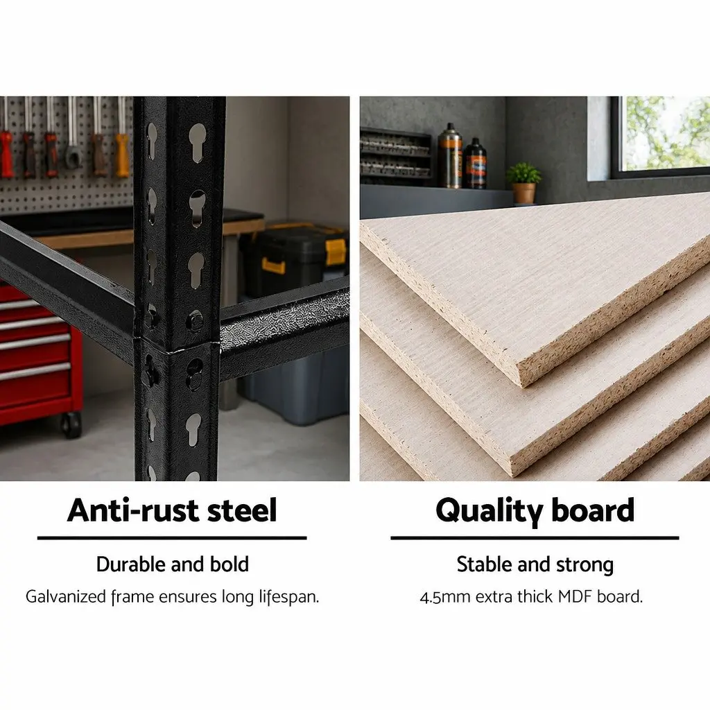 Storage Shelf Rack Adjustable 2x1.5M Heavy-duty Garage Warehouse Black