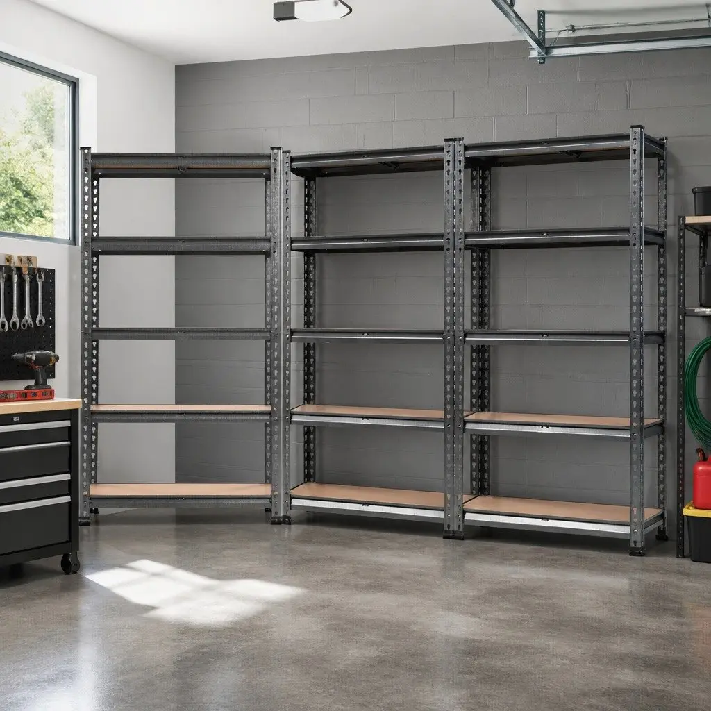 Storage Shelf Rack Heavy Duty Adjustable 3x1.5M Matte Black Wall Mounted Shelving