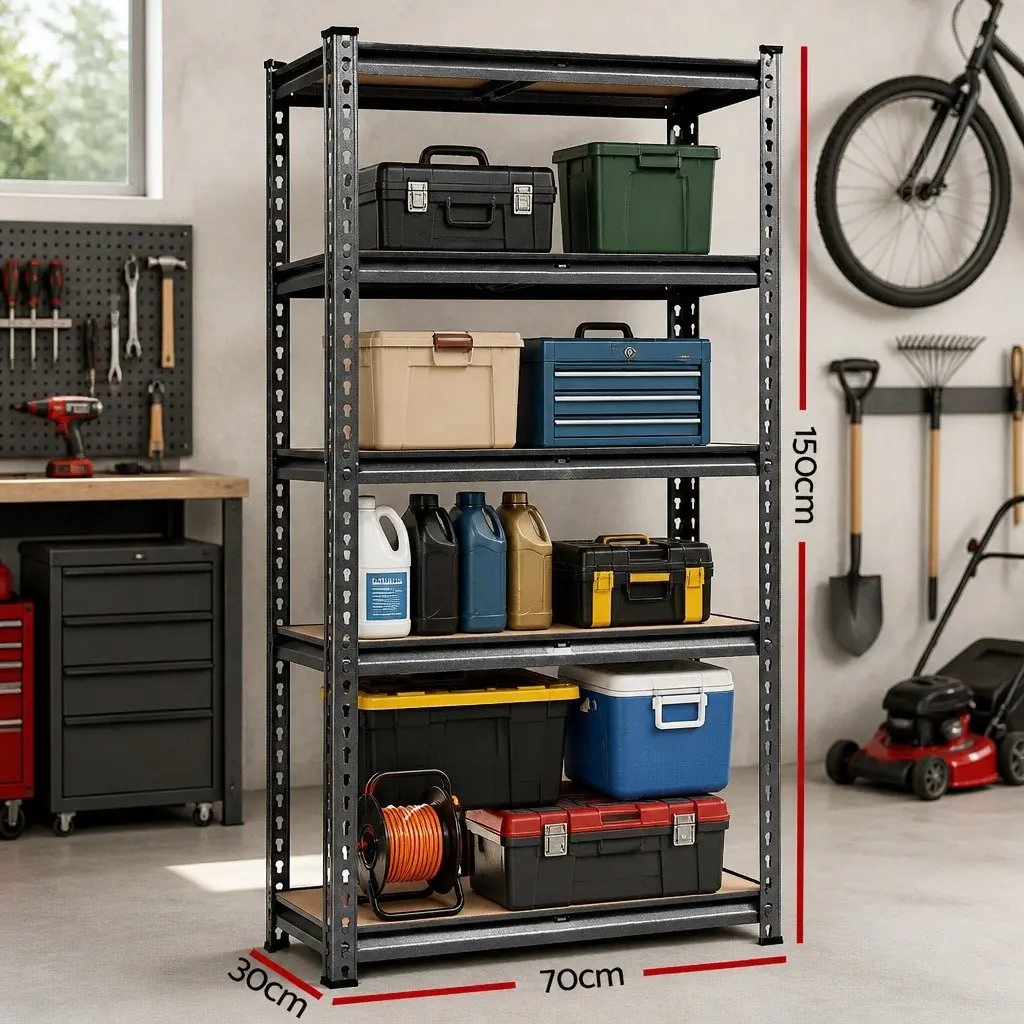 Garage Shelving Unit 5 Tier Storage Rack 70x30x150cm Matte Charcoal