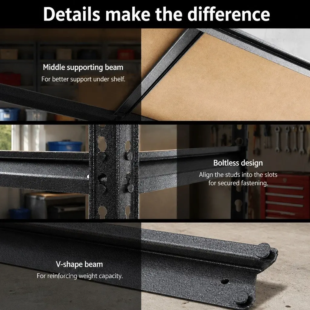 Garage Shelving Unit 5 Tier Storage Rack 70x30x150cm Matte Charcoal