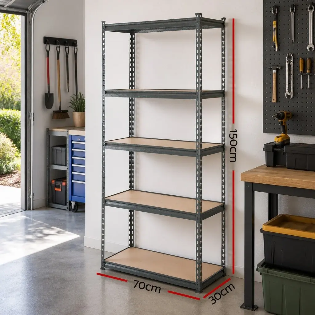Garage Shelving Unit Storage Rack 6X1.5M Adjustable Steel Matte Charcoal