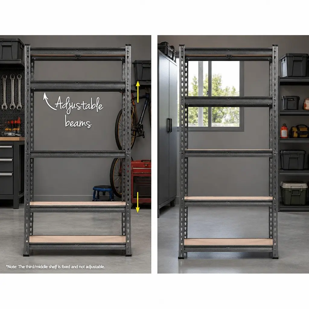 Garage Shelving Unit Storage Rack 1.5M Adjustable Steel Charcoal