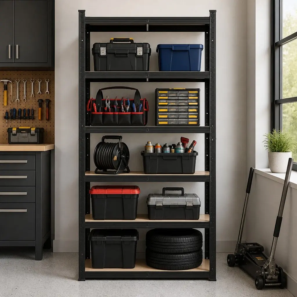 Garage Shelving Unit Heavy Duty 5 Tier Storage Rack 80 x 40 x 160cm Black
