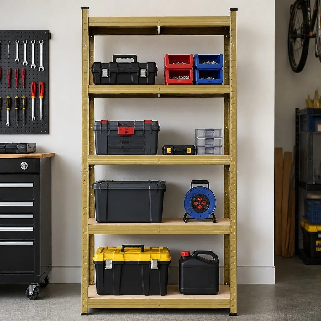 5-Tier Garage Storage Shelving Unit Heavy Duty Workshop Rack Yellow