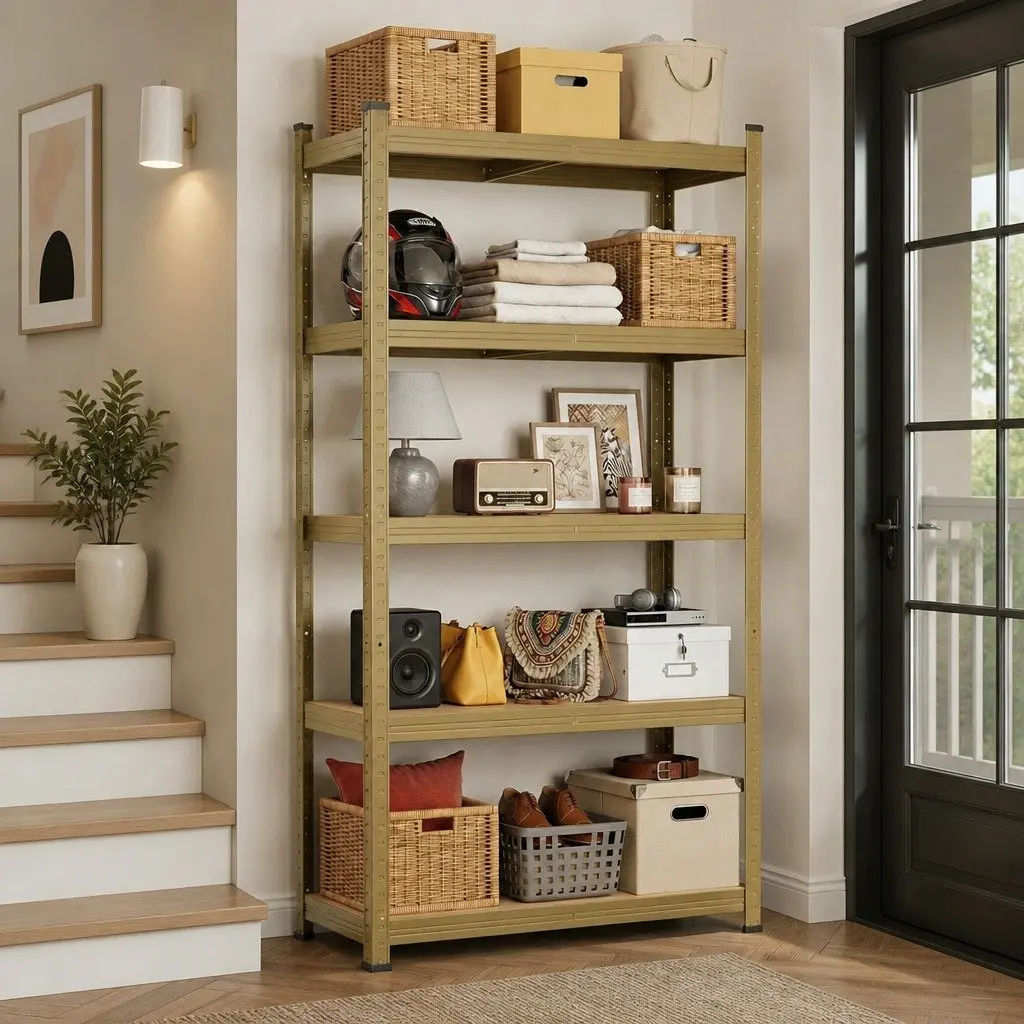 5-Tier Garage Storage Shelving Unit Heavy Duty Workshop Rack Yellow