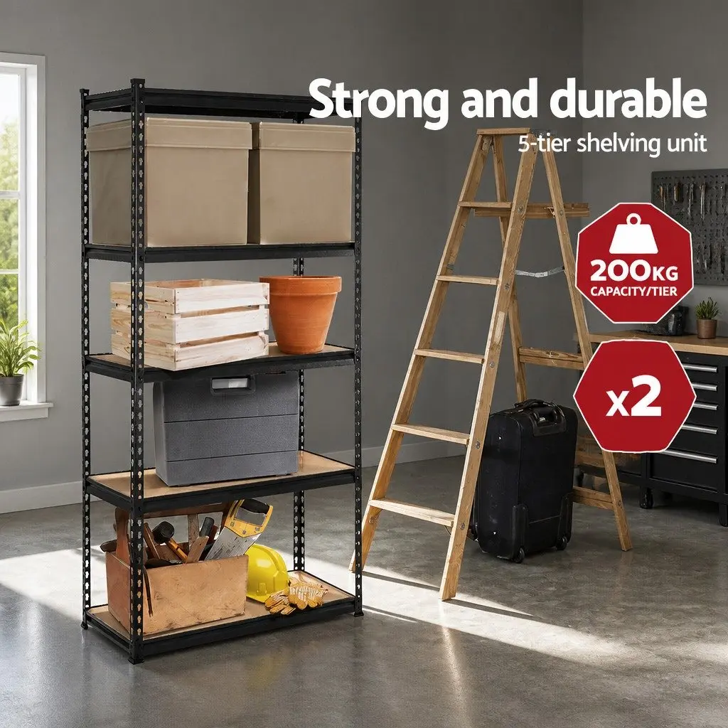 Garage Shelving Unit Storage Shelf 90x40x180cm Black