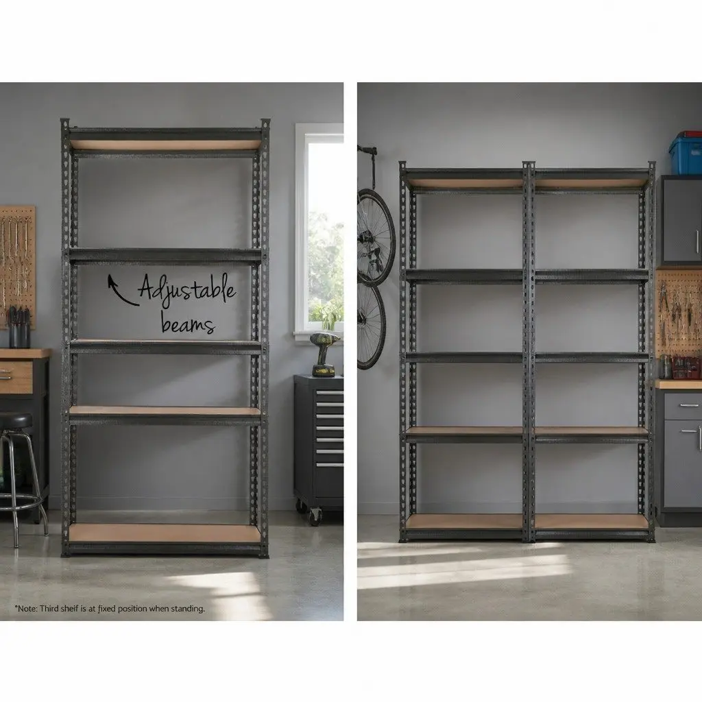 Heavy-Duty Garage Shelving Unit Industrial Storage Rack 2x1.8M 5-Tier Matte Charcoal