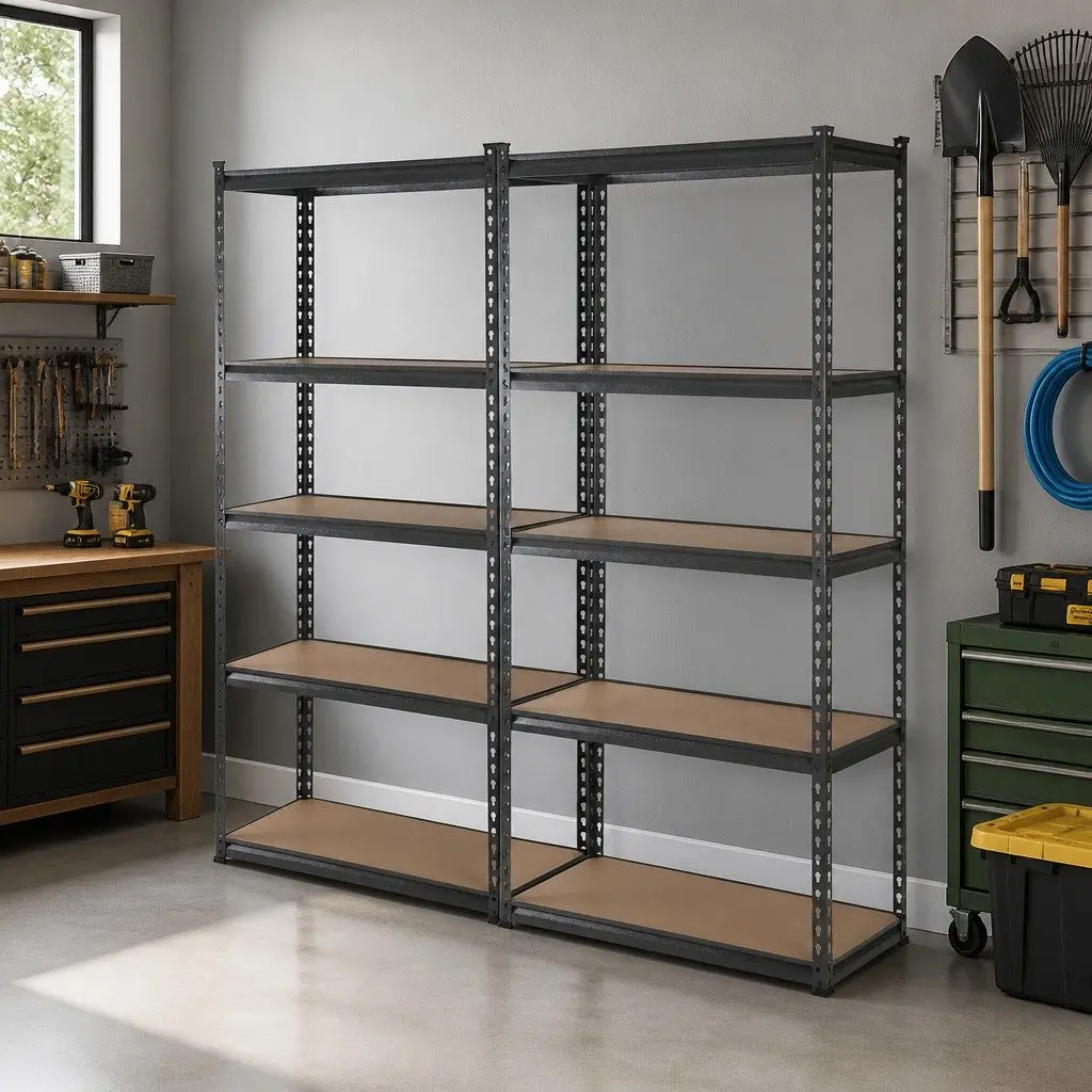 Heavy-Duty Garage Shelving Unit Industrial Storage Rack 2x1.8M 5-Tier Matte Charcoal