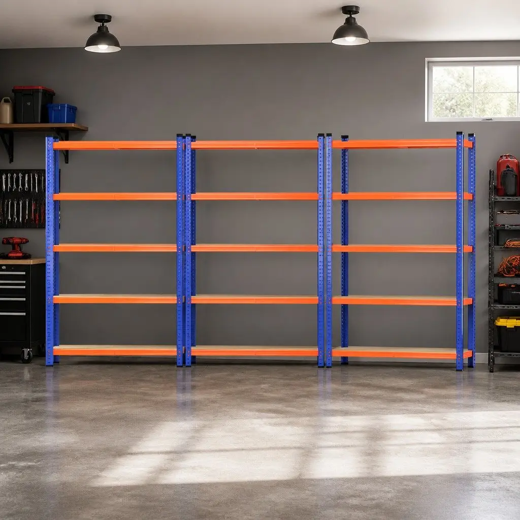 5-Tier Heavy-Duty Shelving Unit Garage Storage Rack 1.8M Orange Blue