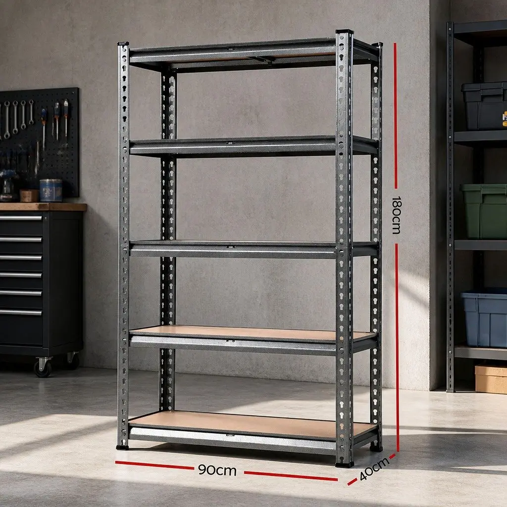 Garage Shelving Unit Storage Rack 1.8M Adjustable Steel Charcoal