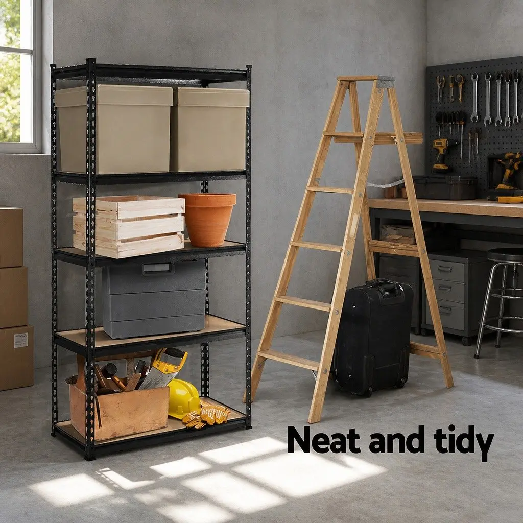 Garage Shelving Unit Storage Rack 1.8M Adjustable Steel Charcoal