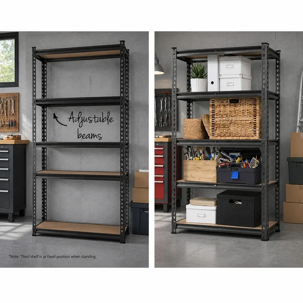 Garage Shelving Unit Storage Rack 1.8M Adjustable Steel Charcoal