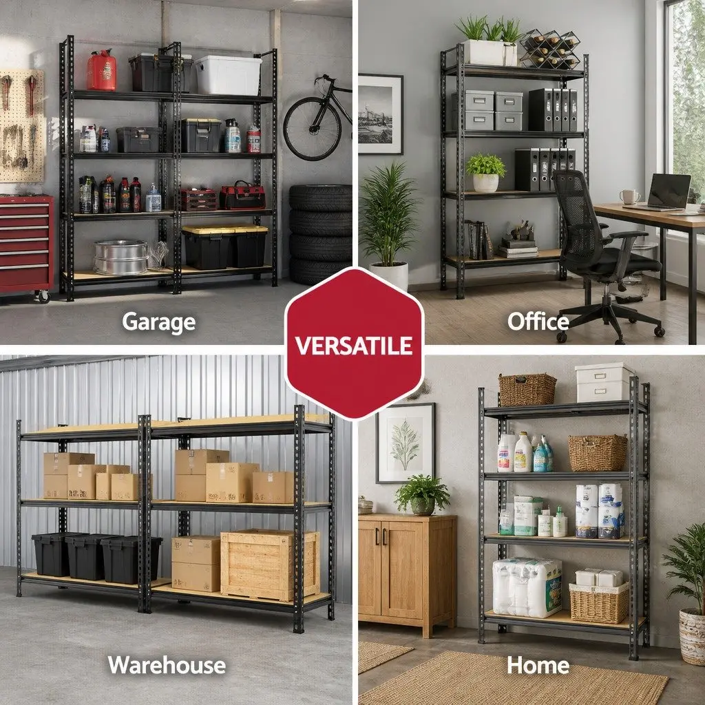 Garage Shelving Unit Storage Rack 1.8M Adjustable Steel Charcoal