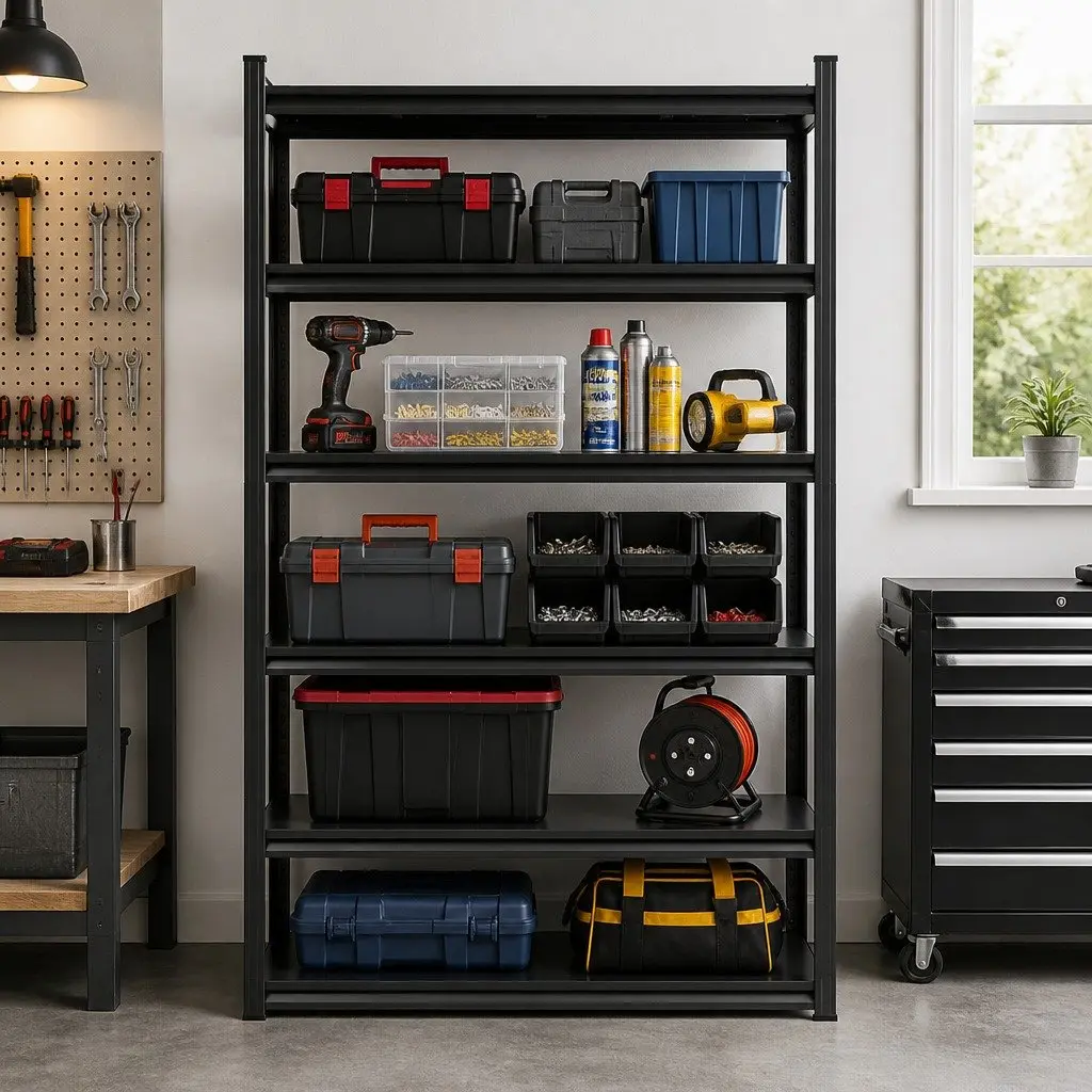 Heavy Duty Steel Shelving Unit 5 Tier 1.8M Black Garage Storage Rack