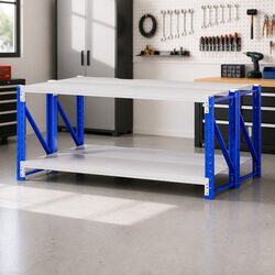 Garage Shelving Unit 2x 0.9M Workbench Storage Rack Heavy Duty Industrial