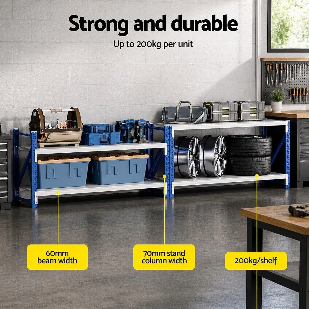 Garage Shelving Unit 2x 0.9M Workbench Storage Rack Heavy Duty Industrial