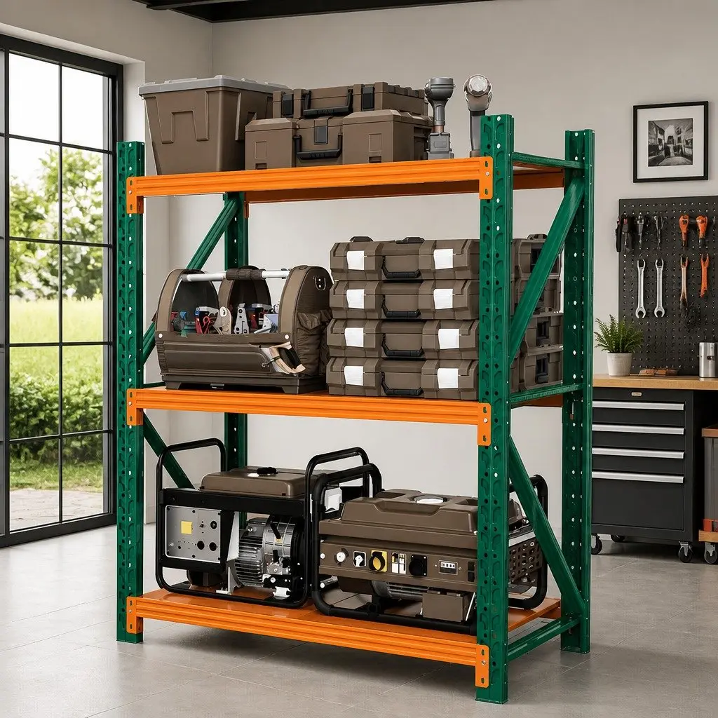 Heavy Duty Storage Rack Adjustable Metal Shelves 1.5M Green or Orange