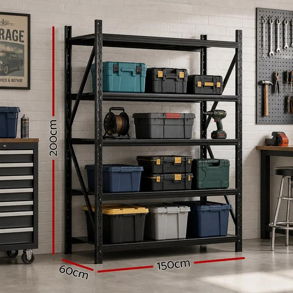 Garage Shelving Unit Heavy Duty Storage Rack 2M x 1.5M Black