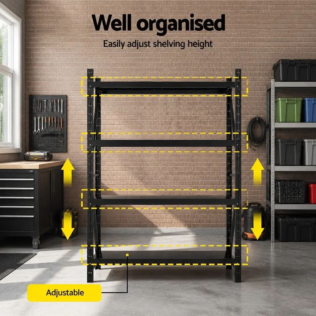 Garage Shelving Unit Heavy Duty Storage Rack 2M x 1.5M Black