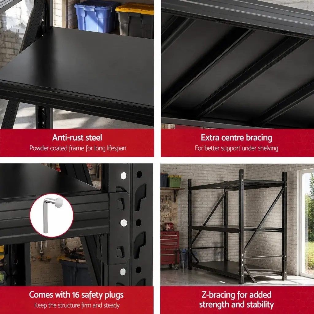 Garage Shelving Unit Heavy Duty Storage Rack 2M x 1.5M Black