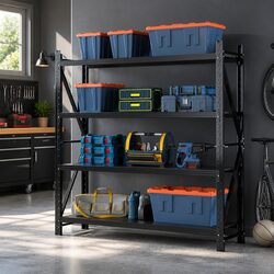 2M x 2M Warehouse Shelving Garage Storage Rack Black Heavy Duty Industrial Shelf