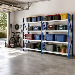 Heavy Duty Warehouse Storage Rack 4M Blue Grey Industrial Garage Shelving Unit