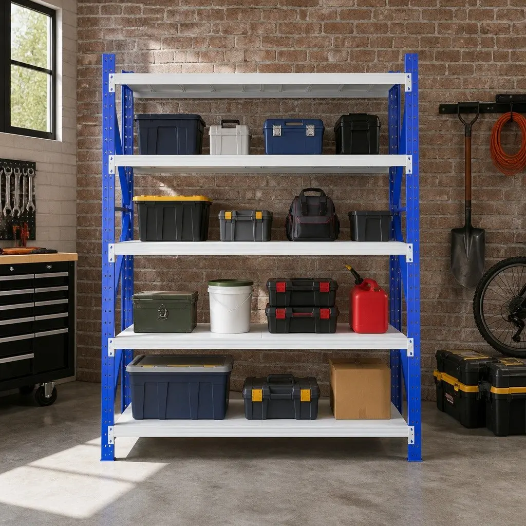 Warehouse Shelving Unit Storage Rack 2M x 2M Heavy Duty Steel 4 Tier Adjustable Blue Grey