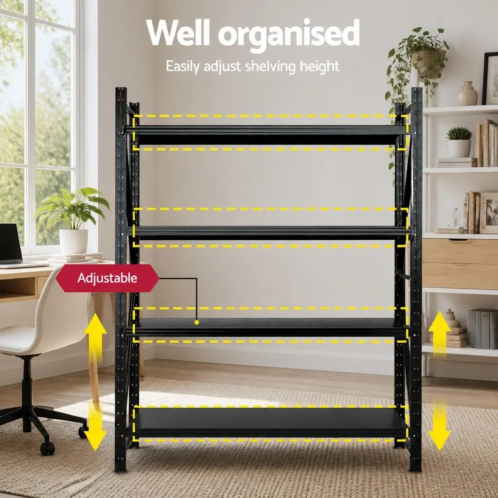Heavy Duty Steel Shelving Unit Garage Storage Rack 4 Tier Black
