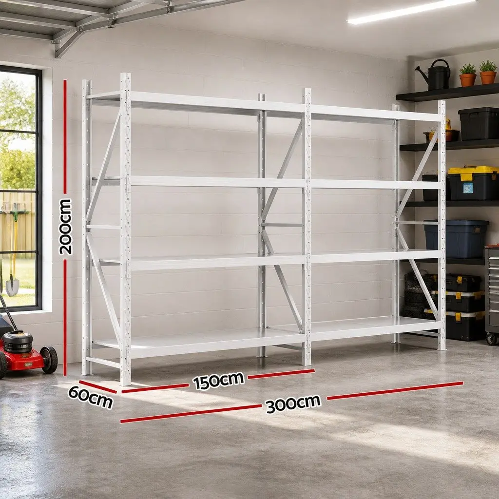 Garage Shelving Unit Heavy Duty Storage Rack 3m x 2m White