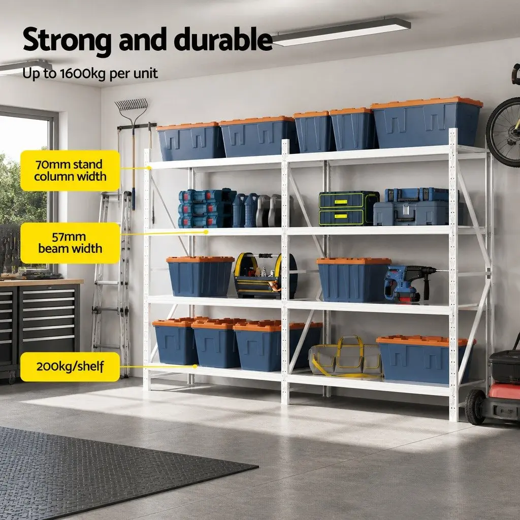 Garage Shelving Unit Heavy Duty Storage Rack 3m x 2m White
