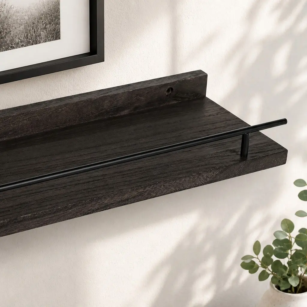 Floating Wall Shelves Set of 3 Wall Mounted Storage Display Rack Black