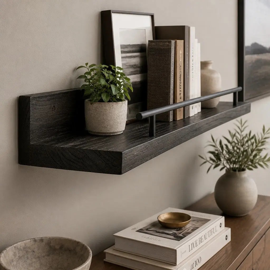 Floating Wall Shelves Set of 3 Wall Mounted Storage Display Rack Black
