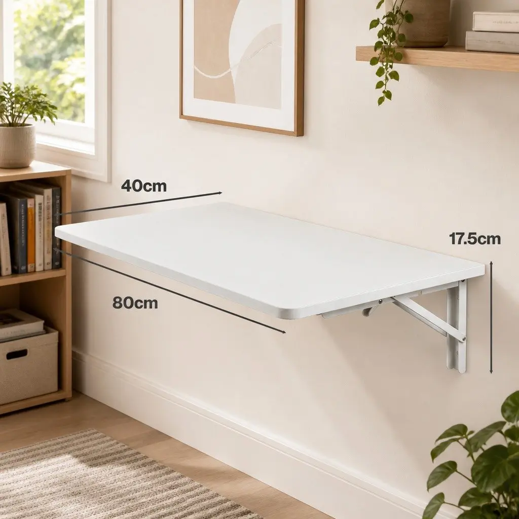 Wall Mounted Folding Table Floating Desk Small Space Workstation Dining Study